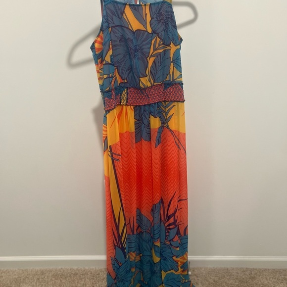 Plenty by Tracy Reese Tropical Maxi Dress - Blue and Orange - Picture 1 of 3